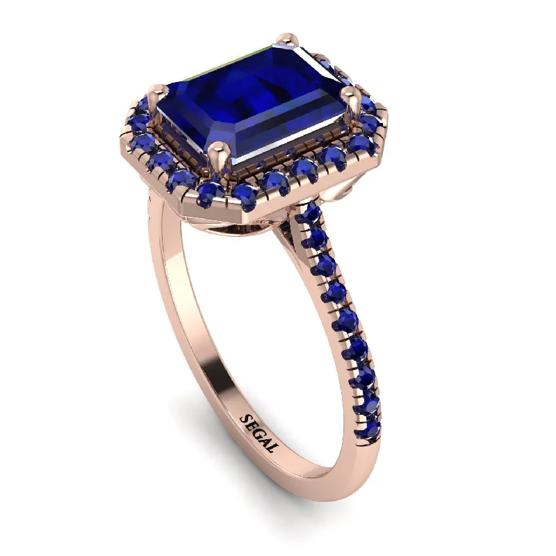 Handmade Engagement Ring-Gorgeous Emerald Cut Sapphire Pave Engagement Ring With Hidden Stone - Veronica No. 74