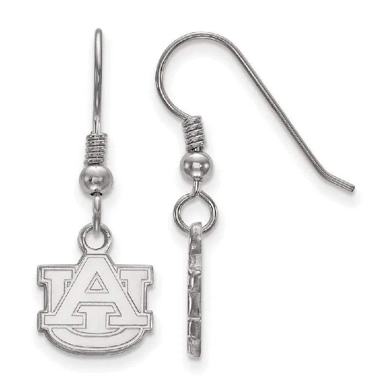 Oval Shaped Earrings-Sterling Silver Auburn University XS (Tiny) Dangle Wire Earrings