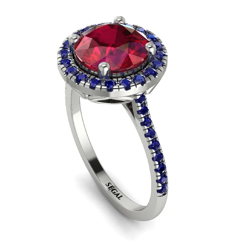 Minimalist Gold Ring-Gorgeous Round Cut Ruby Pave Engagement Ring With Hidden Stone - Ellen No. 72