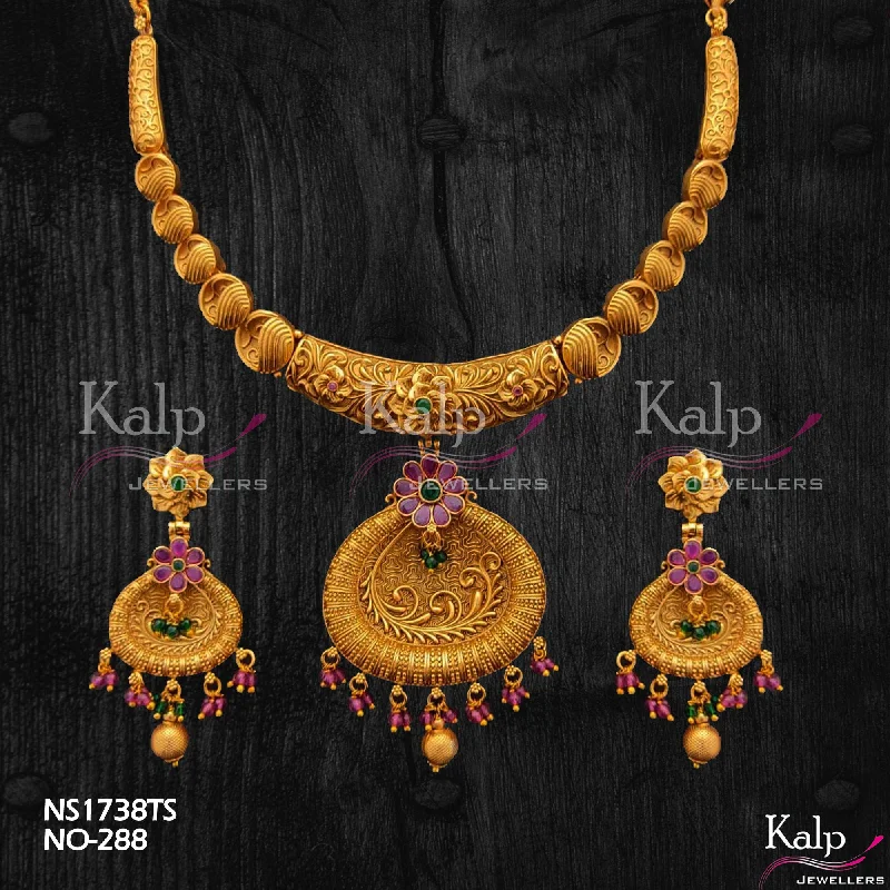 Black Diamond Necklace-Kalp Jewellers Copper Gold Plated Necklace Set