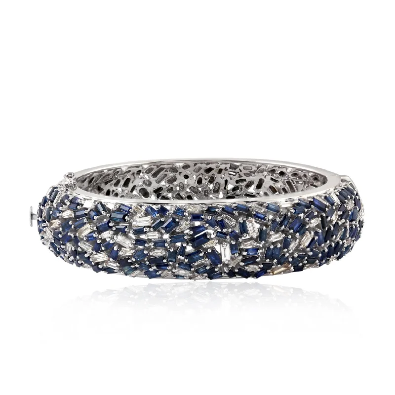 Large Statement Bangles-Sapphire and Diamond Confetti Bangle