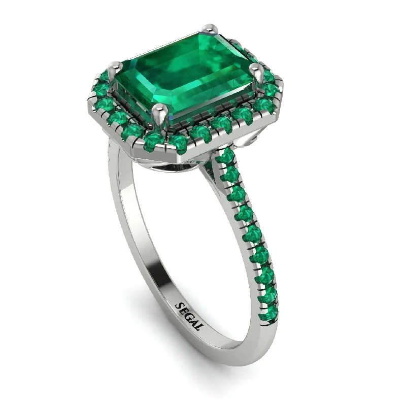 Simple Diamond Ring-Gorgeous Emerald Cut Emerald Pave Engagement Ring With Hidden Stone - Veronica No. 21