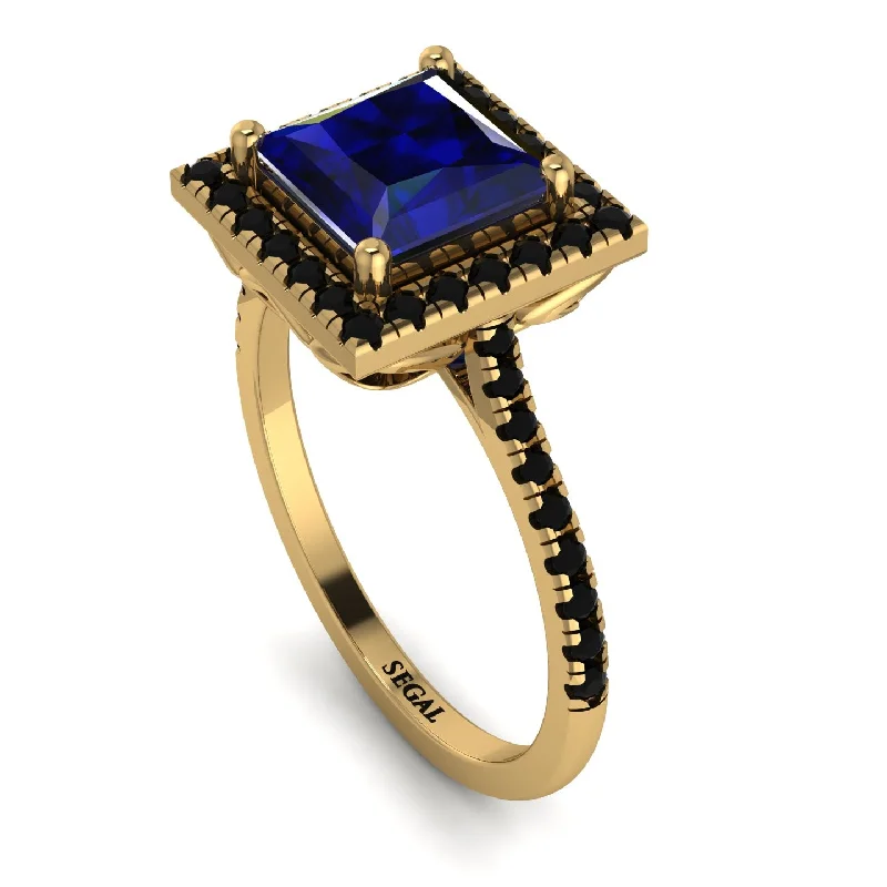 Vintage Gemstone Ring-Gorgeous Princess Cut Sapphire Pave Engagement Ring With Hidden Stone - Margot No. 43