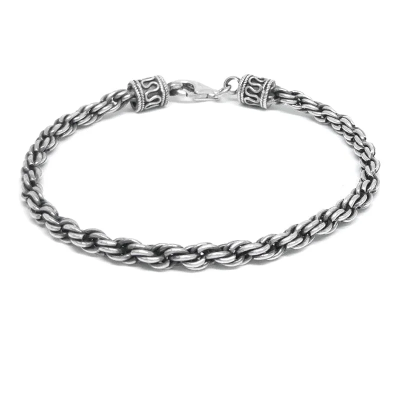 Adjustable Silver Bracelets-Sterling Silver Double Twist Link Bracelet