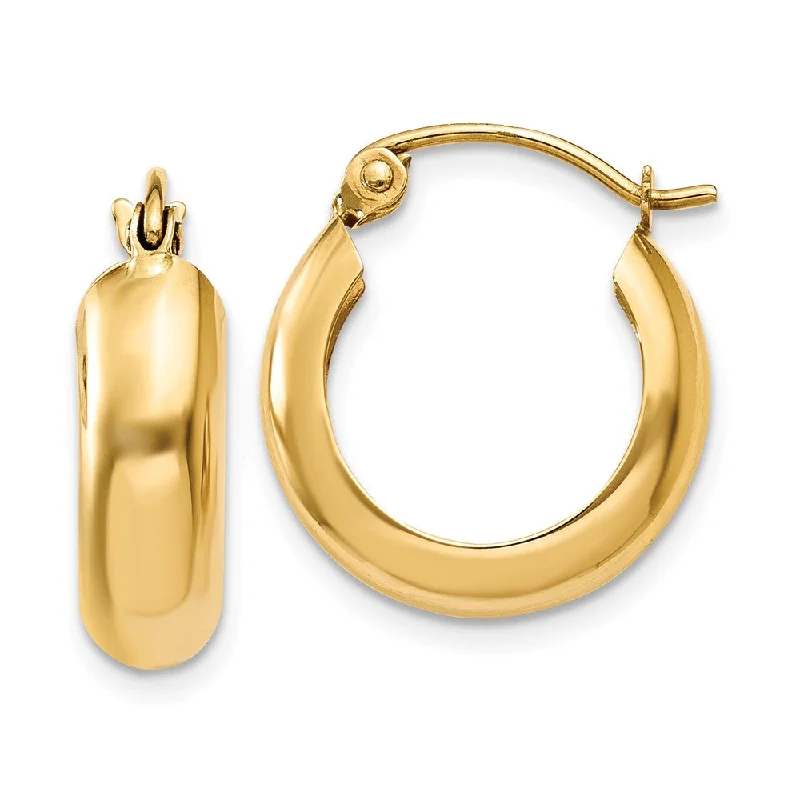 Swarovski Crystal Earrings-4.75mm, 14k Yellow Gold Half Round Hoop Earrings, 12mm (7/16 Inch)