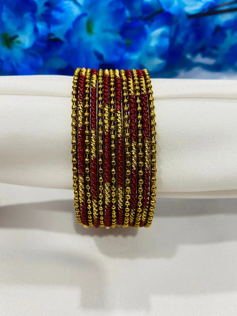 Heavy Diamond Bangles-Pleasing Ethnic Designer Brown Color Bangle Set For Women