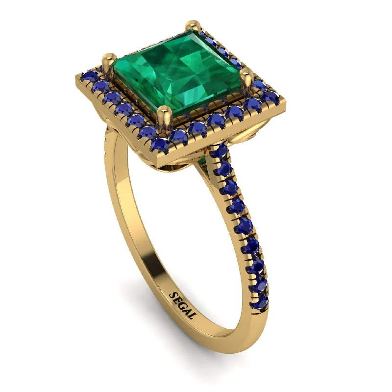 Gemstone Promise Ring-Gorgeous Princess Cut Emerald Pave Engagement Ring With Hidden Stone - Margot No. 64