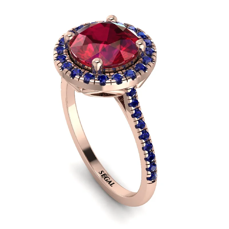 Infinity Love Ring-Gorgeous Round Cut Ruby Pave Engagement Ring With Hidden Stone - Ellen No. 71