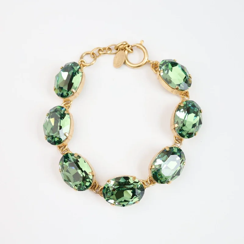 Bohemian Style Bracelets-Large Oval Marine Crystal Link Bracelet