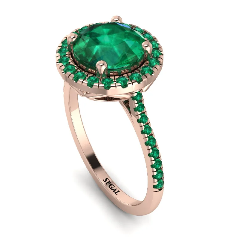 Men's Wedding Ring Set-Gorgeous Round Cut Emerald Pave Engagement Ring With Hidden Stone - Ellen No. 20