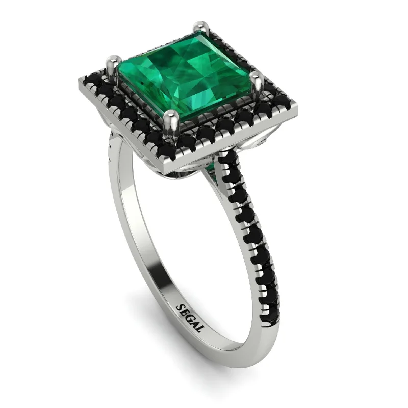 Gold Wedding Ring for Men-Gorgeous Princess Cut Emerald Pave Engagement Ring With Hidden Stone - Margot No. 36