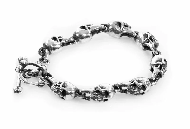 Double Strand Bracelets-Rick's Skull Link Bracelet