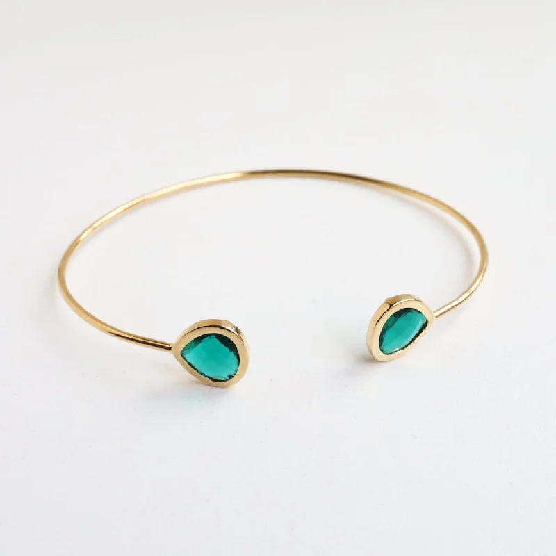 Women’s Custom Bracelet Set-Gold Plated Emerald Bracelet