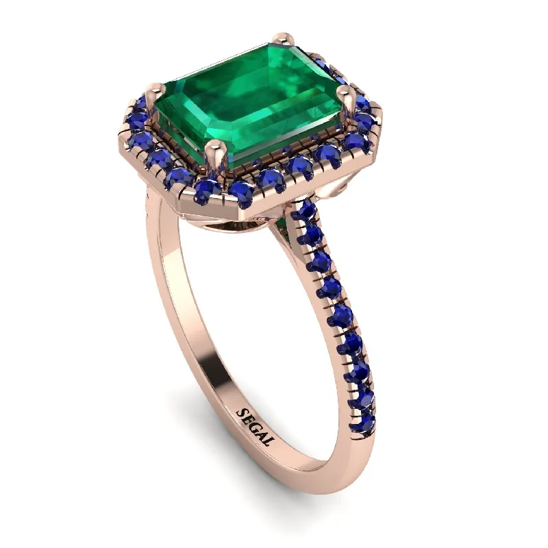 Women's Sapphire Ring-Gorgeous Emerald Cut Emerald Pave Engagement Ring With Hidden Stone - Veronica No. 65