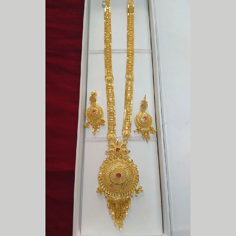 Heart Shaped Gold Necklace-Pari Art Jewellery Forming Long Necklace Set