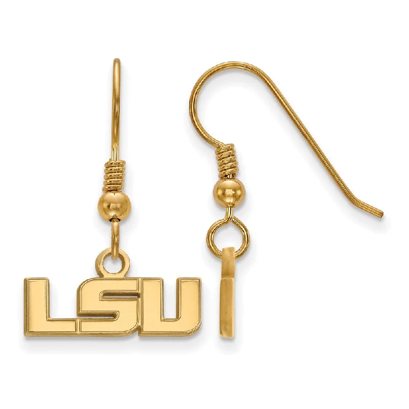 Unique Silver Earrings-14k Gold Plated Silver Louisiana State Univ. XS (Tiny) Dangle Earrings