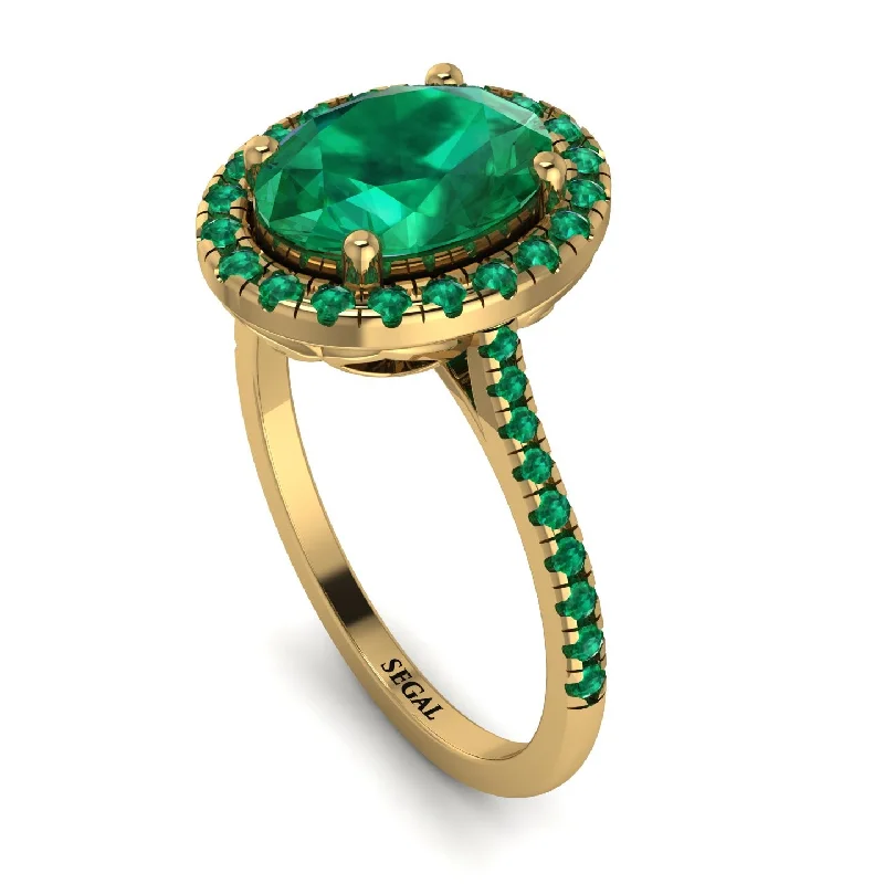 Modern Cocktail Diamond Ring-Gorgeous Oval Cut Emerald Pave Engagement Ring With Hidden Stone - Phoebe No. 19