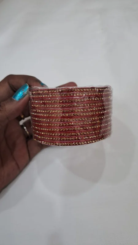 Modern Silver Bangles-Elegant Red Colored Class Bangles With Twinkling Stone For Women