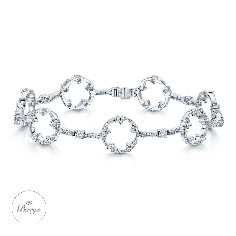 Luxury Crystal Bracelets-OPEIA Collection 18ct White Gold Diamond Fancy Circle line Bracelet