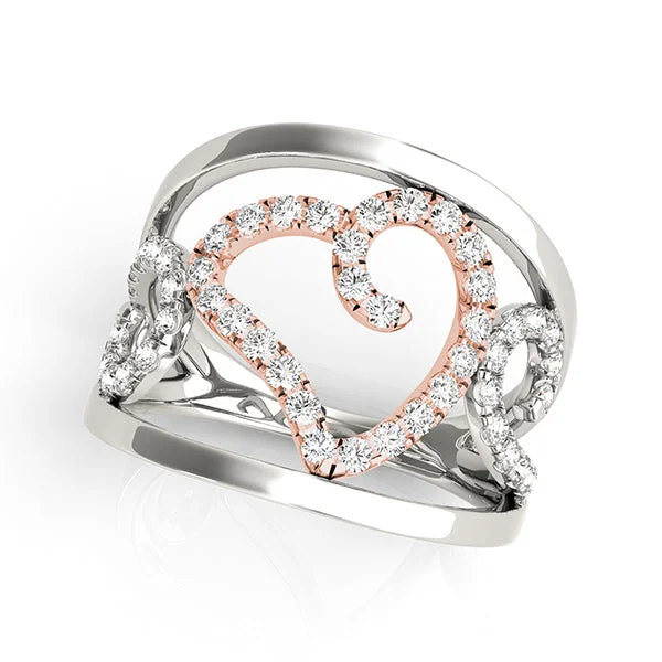 Luxury Gold Ring Set-14K White/Rose Gold Open Concept Heart Ring