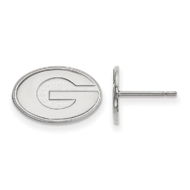 Trendy Gemstone Earrings-Sterling Silver University of Georgia XS (Tiny) 'G' Post Earrings