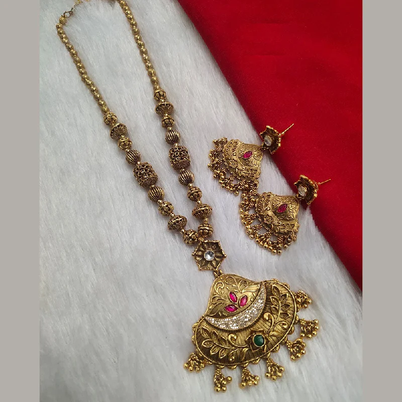 Handmade Necklace-Kala Creation Gold Plated Pota Stone Necklace Set