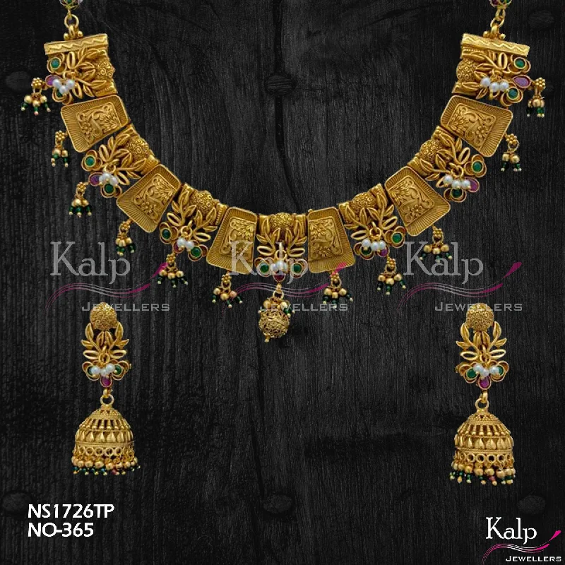 Silver and Gold Necklace-Kalp Jewellers Copper Gold Plated Necklace Set