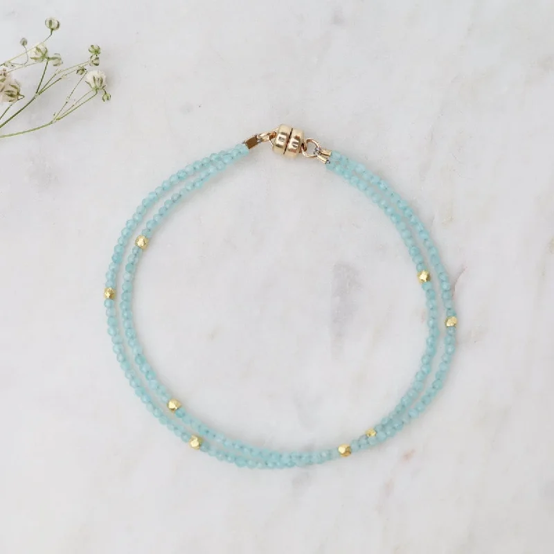 Personalized Gold Charm Bracelets-Double Strand Amazonite Bracelet