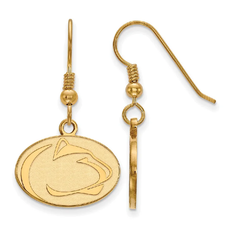 Trendy Gemstone Earrings-14k Gold Plated Silver Penn State University Dangle Earrings