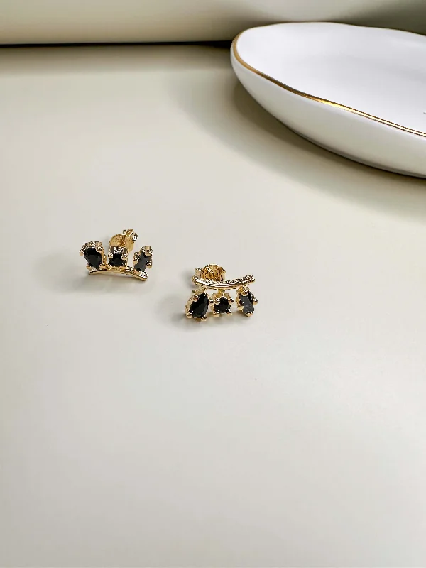 Sterling Silver Diamond Earrings-Velani Royalty Studs