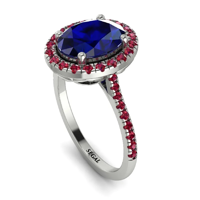 Dainty Gold Ring-Gorgeous Oval Cut Sapphire Pave Engagement Ring With Hidden Stone - Phoebe No. 60