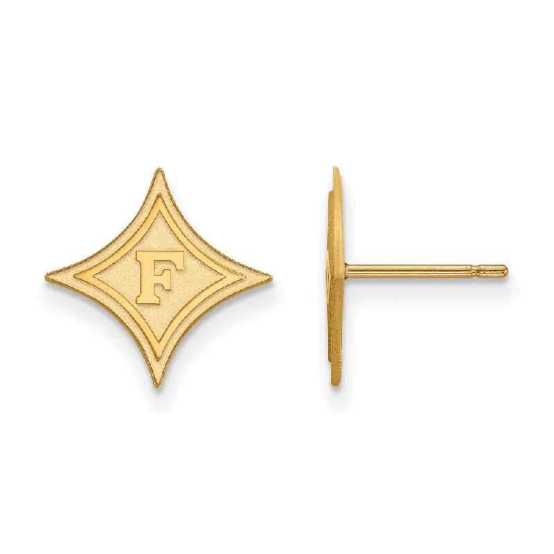 Gold Stud Earrings for Women-10k Yellow Gold Furman University Small Post Earrings