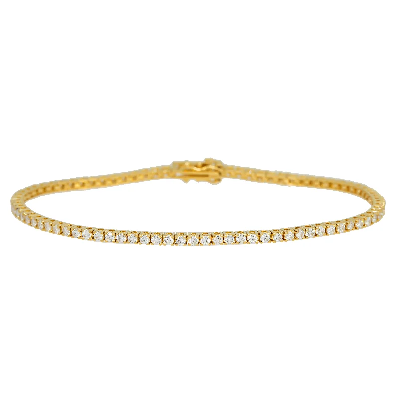 Gemstone Tennis Bracelets-14k Yellow Gold Lab Diamond tennis bracelet 1.6 ctw