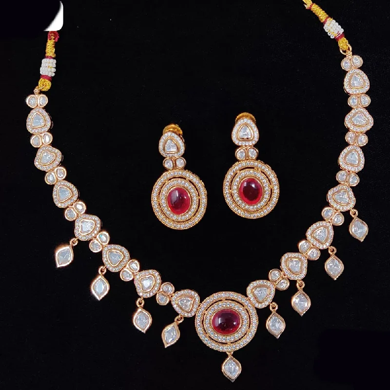 Gemstone Cluster Necklace-JCM Polki Kundan Stone Choker Necklace Set