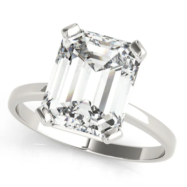 Custom Gold Name Ring-14K Emerald Cut Solitaire Engagement Ring