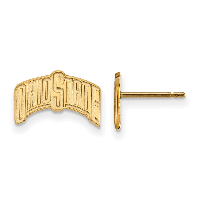 Chic Ear Cuffs-14k Gold Plated Silver Ohio State University Small Post Earrings