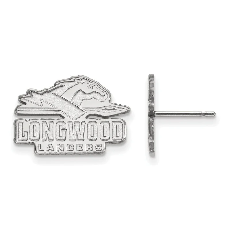 Chic Drop Earrings-10k White Gold Longwood University Small Post Earrings