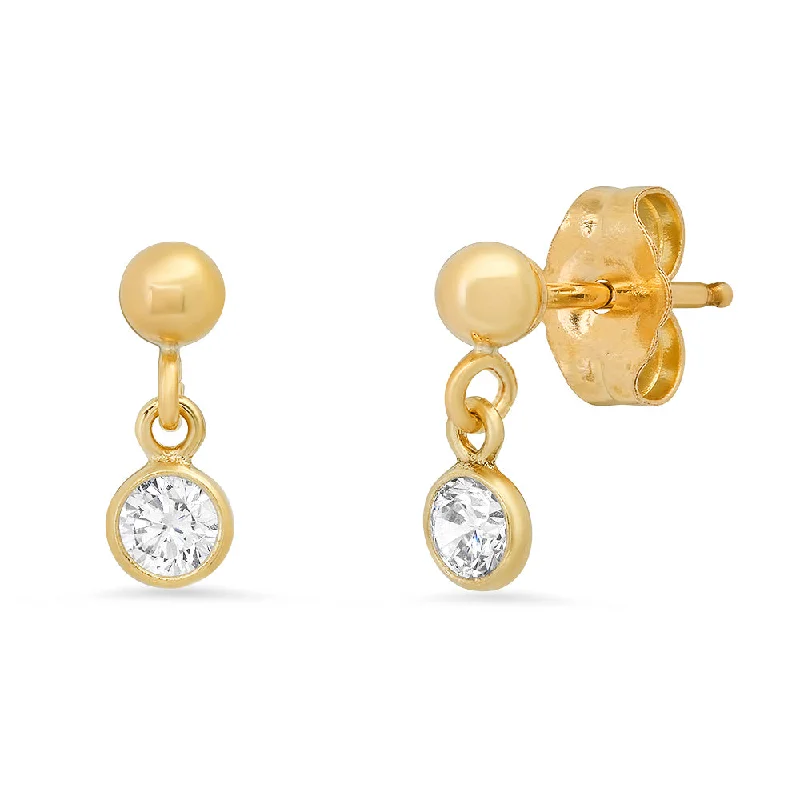 Butterfly Gold Earrings-Mini sphere CZ Ball Drop Earring