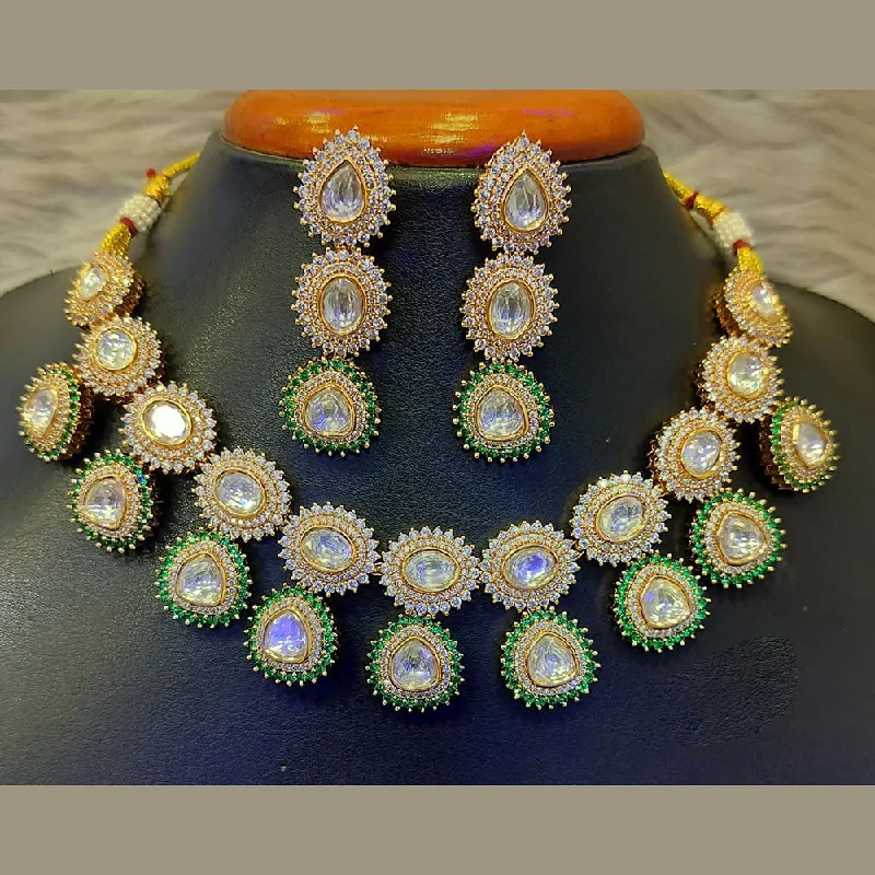 Statement Necklace for Weddings-Jain Jewellers Gold Plated Polki Kundan Stone Necklace Set