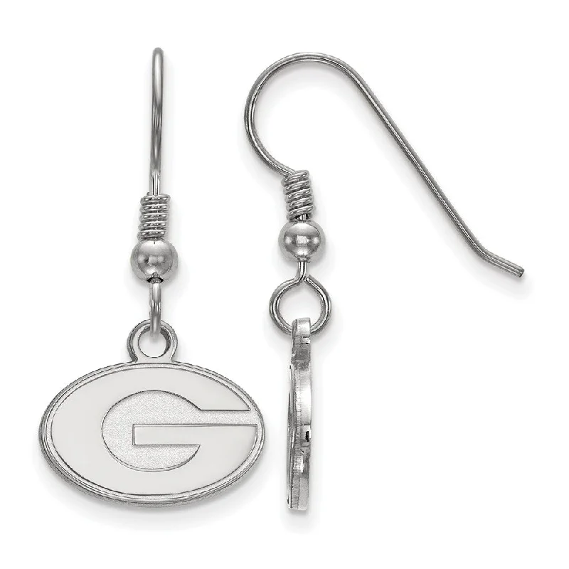 Custom Birthstone Earrings-Sterling Silver University of Georgia XS (Tiny) Dangle Wire Earrings