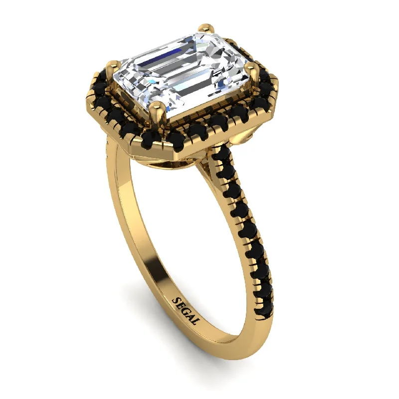 Modern Silver Ring-Gorgeous Emerald Cut Diamond Pave Engagement Ring With Hidden Stone - Veronica No. 31