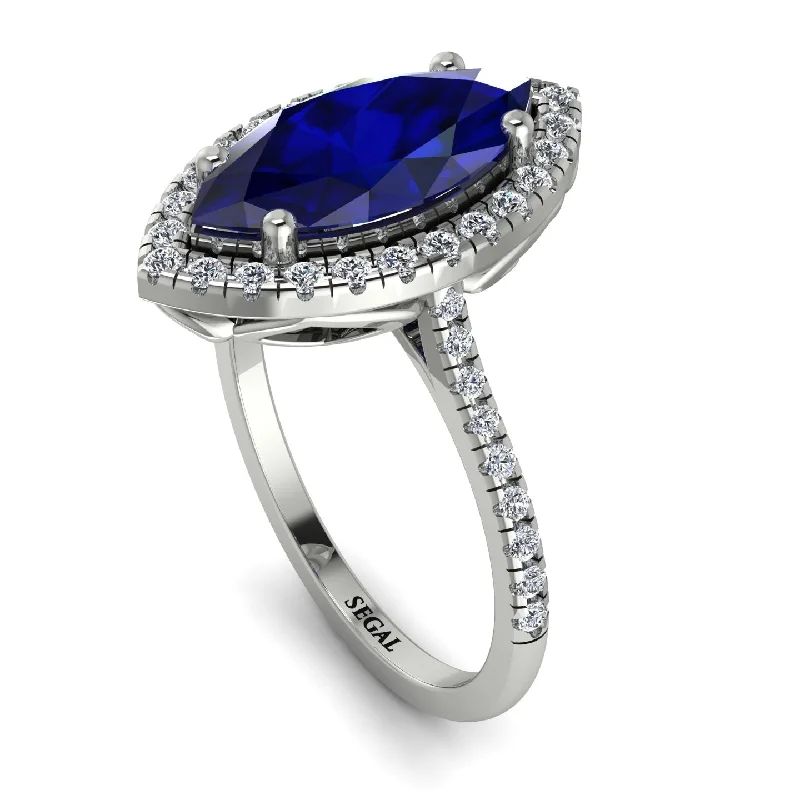 Eternity Band Diamond Ring-Gorgeous Marquise Cut Sapphire Pave Engagement Ring With Hidden Stone - Miriam No. 15