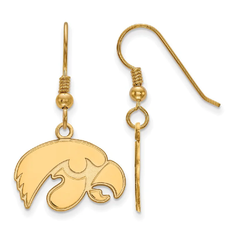 Simple Gold Earrings-14k Gold Plated Silver University of Iowa SM Dangle Earrings