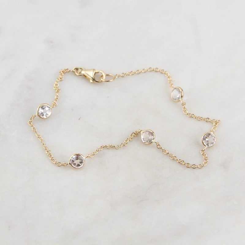 Minimalist Silver Bracelets-14k Gold White Topaz Station Bracelet