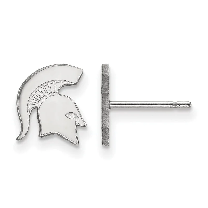 Long Statement Earrings-10k White Gold Michigan State University XS (Tiny) Post Earrings